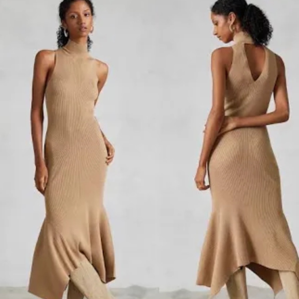 Elegant Tan Sleeveless Maxi Dress